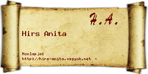Hirs Anita névjegykártya